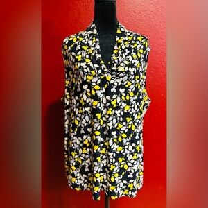 Anne Klein Women's Printed Ity Triple Pleat Top, Size 3XL